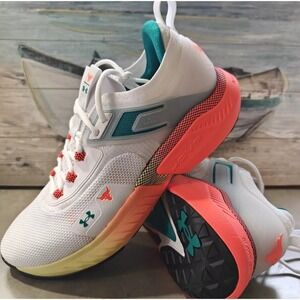 Under Armour White and Teal Athletic Shoes